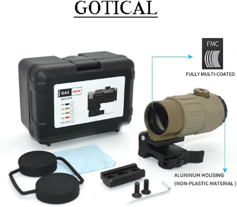 Gotical 4X Magnifier G3Sight Scope Airsoft with Switch to Side QD Mount for 20mm Rail Apply for Red dot Zooms with 3X of Power Shockproof and Weatherproof, Durable Items - Image 2
